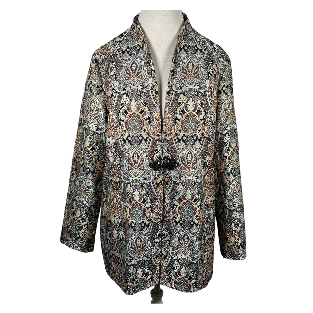 Soft Surroundings Venezia Paisley Metallic Jacket Elegant Evening Multi Size XL - Picture 3 of 11